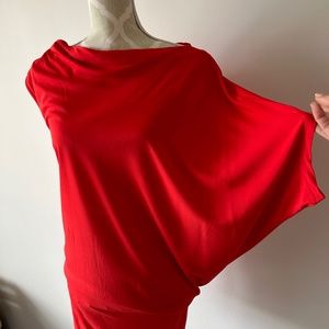 Red one sleeve dress